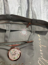 Load image into Gallery viewer, Grey Tote Bag and Makeup Bag Set, including Personalised Mirror
