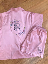 Load image into Gallery viewer, Stunning Satin PJ Sets - fully personalised!! Adults &amp; Children&#39;s - Matching Ideal for Weddings, Hen Dos, Girly Weekend Away, Birthdays
