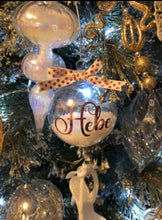 Load image into Gallery viewer, CHRISTMAS Baubles, glass, glitter, snow filled, personalised with any name, colour, wording - BE QUICK
